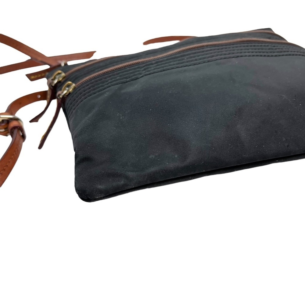 DOONEY & BOURKE Black Brown Genuine Leather Canvas CROSSBODY Purse Messenger Bag - Picture 6 of 16
